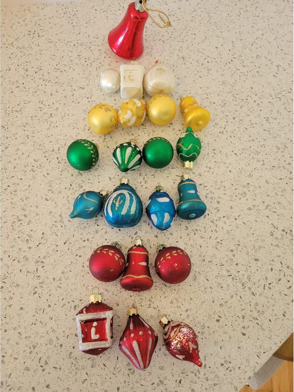 Vtg Glass Christmas Baubles Ornaments Multicolor Small Set Of 22 Glitter Decor